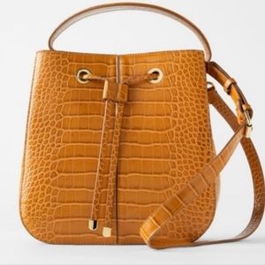 Zara Croc Embossed Bucket Bag